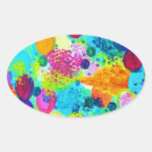 TIME FOR BUBBLY - Colourful Bright Bold Abstract Oval Stickers