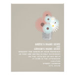 Tin Can Of Peach & Blue Flowers Wedding Invite
