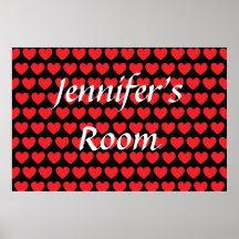 Tiny Red Hearts on Black Poster