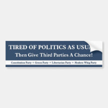 Tired of Politics As Usual - Blue Bumper Stickers