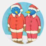 Titled:  Blue Birds in Red Suits - fun holiday art Sticker
