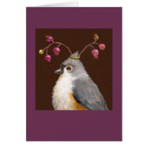 Titmouse and berries card