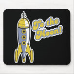 to the moon retro space rocket mouse pad