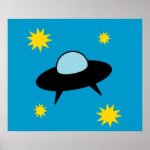 To the Moon Retro UFO Poster