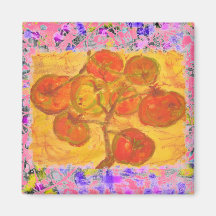 tomato cluster watercolour drip refrigerator magnets