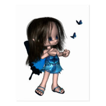 Toon Butterfly Fairy - Blue Post Cards