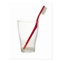 Toothbrush in a glass post card