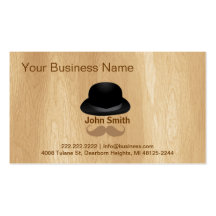 Top hat and moustache Timber business card