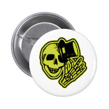 Tophat Skull Yellow Buttons