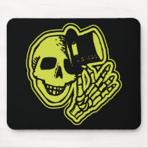 Tophat Skull Yellow Mouse Pad