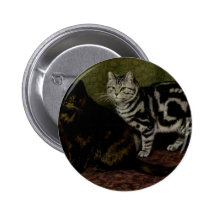 Tortoiseshell Tom and Grey Tabby Cat Artwork Pins