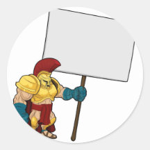 Tough Spartan or Trojan holding sign board Sticker