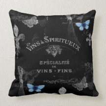Toujours Paris Butterflies Collage Pillow
