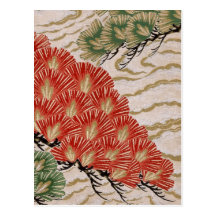 Traditional Japanese fabric design Postcard