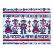 Traditional Swiss fabric design Postcard