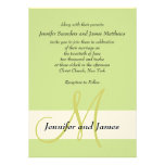 Traditional Wedding Invitation Monogram Green