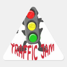Traffic Jam Cute and Funny Design Triangle Stickers