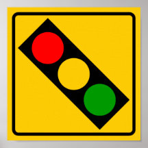 Traffic Light Ahead Highway Sign Print