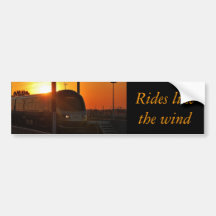 Train at sunset bumper sticker