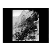 Train Wreck at Montparnasse, railroad disaster Postcard