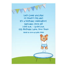Trampoline Bear Birthday Invitation