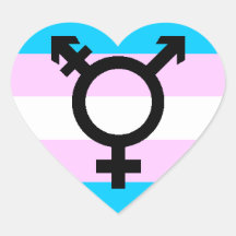 Trans Pride stickers - hearts, with symbol