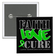 Traumatic Brain Injury Faith Love Cure Buttons