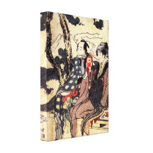 Travelling couple by Hokusai Stretched Canvas Print