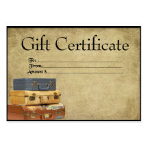 Travelling Suitcases- Prim Gift Certificate Cards Business Card
