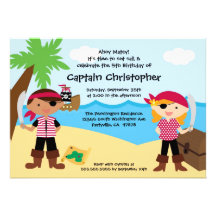 Treasure chest pirate birthday party invitation