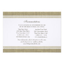 Treasured Hearts Burlap Look Directions Insert Personalised Invites