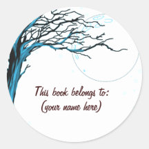 Tree, blue round stickers