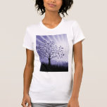 Tree Leaves Grass Silhouette & Sunburst - Indigo T Shirt