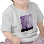 Tree Leaves Grass Silhouette & Sunburst - Purple T Shirt