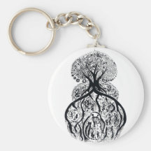 TREE of LIFE - black & white Keychain