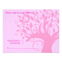 Tree of Life Pink Bat Mitzvah Invitation RSVP