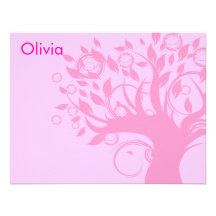 Tree of Life Pink Bat Mitzvah Thank You Card Announcements