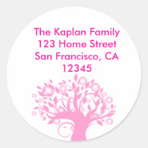 Tree of Life Pink Envelope Seal Sticker