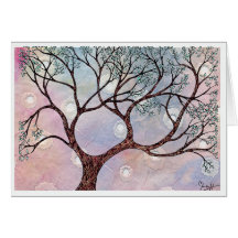Tree on Vellum with Watercolor Background Greeting Card