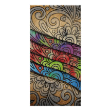 Trendy Bright Floral Print Personalized Photo Card