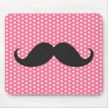 Trendy chic moustache pink polka dot dots pattern mousepads