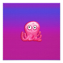 Trendy Cute Pink and Purple Octopus Art Photo