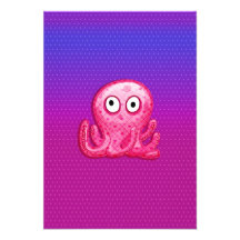 Trendy Cute Pink and Purple Octopus Personalized Announcement