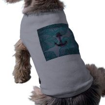 Trendy Floral Paper Blue and Purple Anchor Pet Tshirt