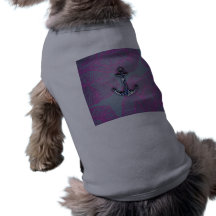 Trendy Floral Paper Blue and Purple Anchor Doggie Shirt