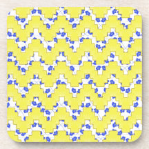 Trendy Floral Pastel Zig Zag Drink Coaster
