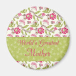Trendy floral world's greatest mum fridge magnet