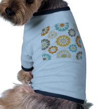 Trendy Girly Flower Pattern Floral Orange Blue Pet T Shirt