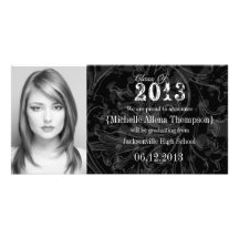 Trendy Grunge Black Graduation Announcement Personalised Photo Card