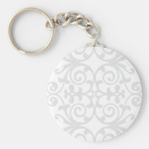 Trendy Lite Grey Damask Pattern Key Chains